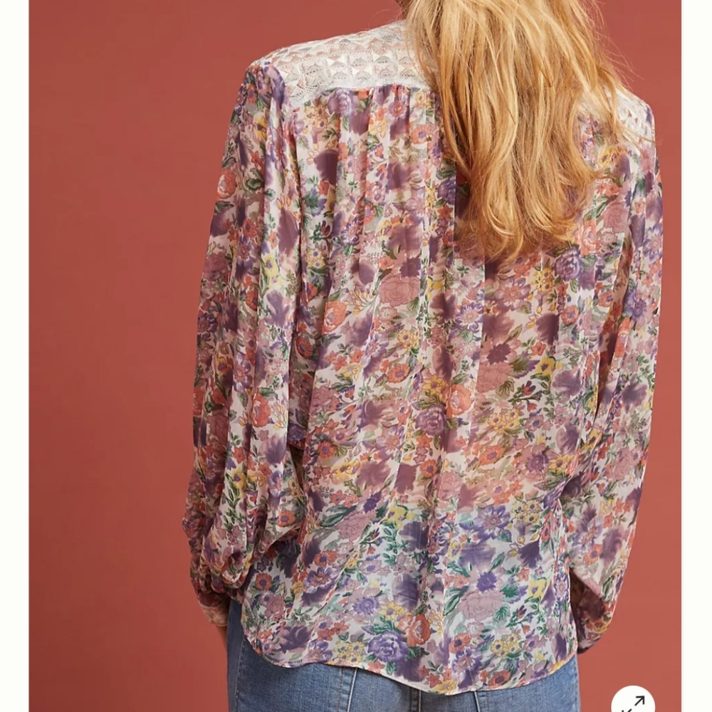 🆕 Anthropologie Ranna Gill Floral Long Sleeve Blouse. NWT - Picture 12 of 12